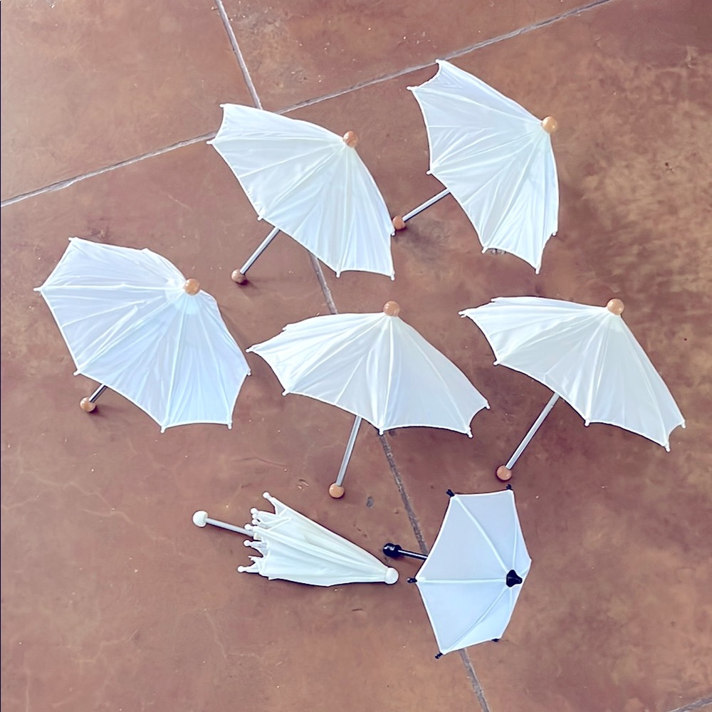 Lot 6 Miniature Parasols Umbrellas Baby Wedding SHOWER Party Favors Doll Accents